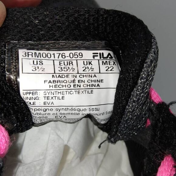 FILA Girl's Pre-owned Charcoal Gray & Pink Running Sneakers - sz. 3 1/2Y - Picture 6 of 6